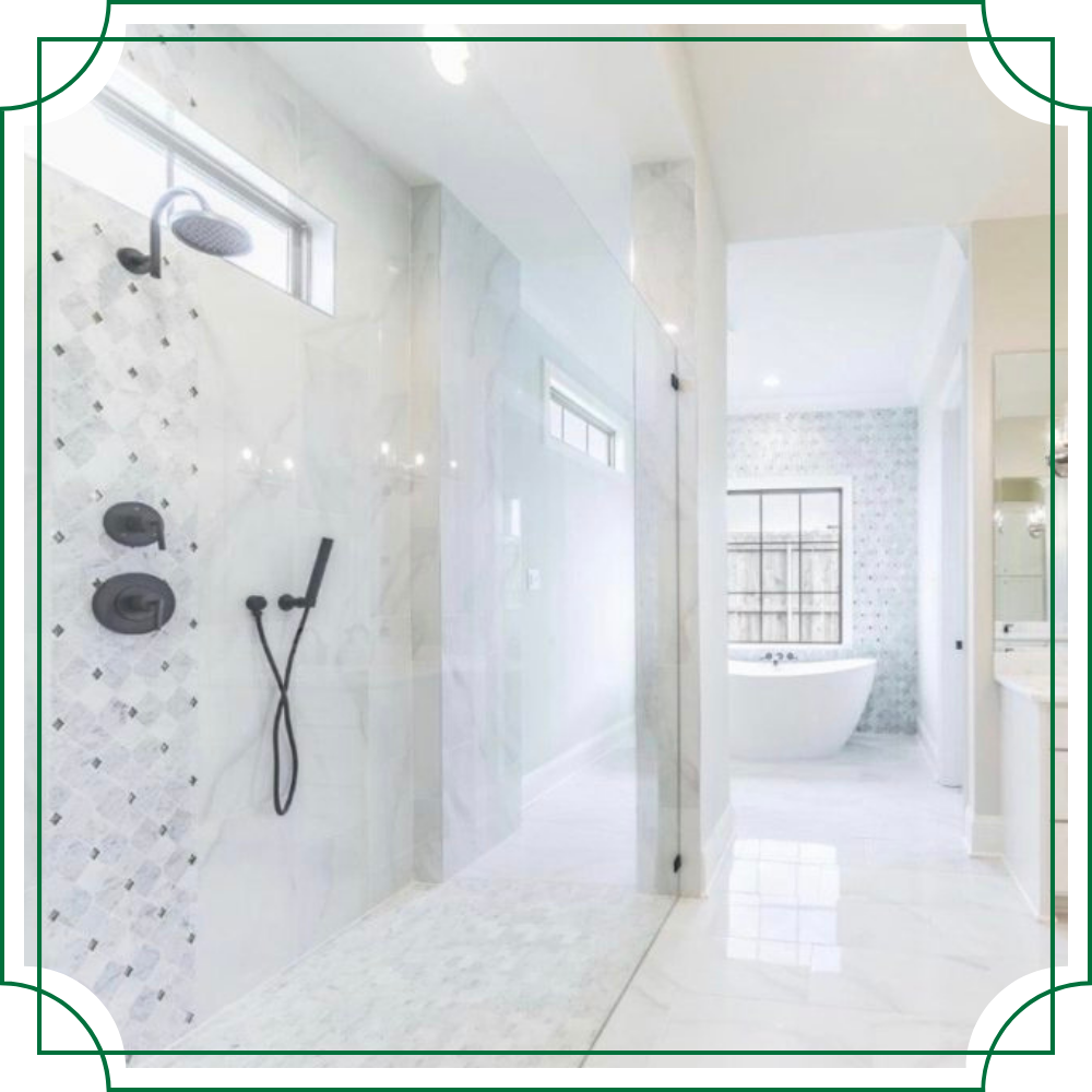 sleek modern renovated shower with frameless glass